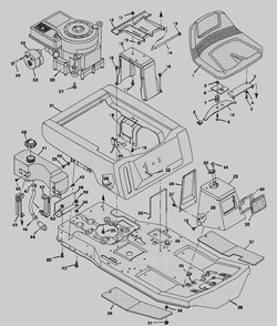 Body Chassis Diagram and Parts List for 30540X29A  Briggs and Stratton Lawn Tractor
